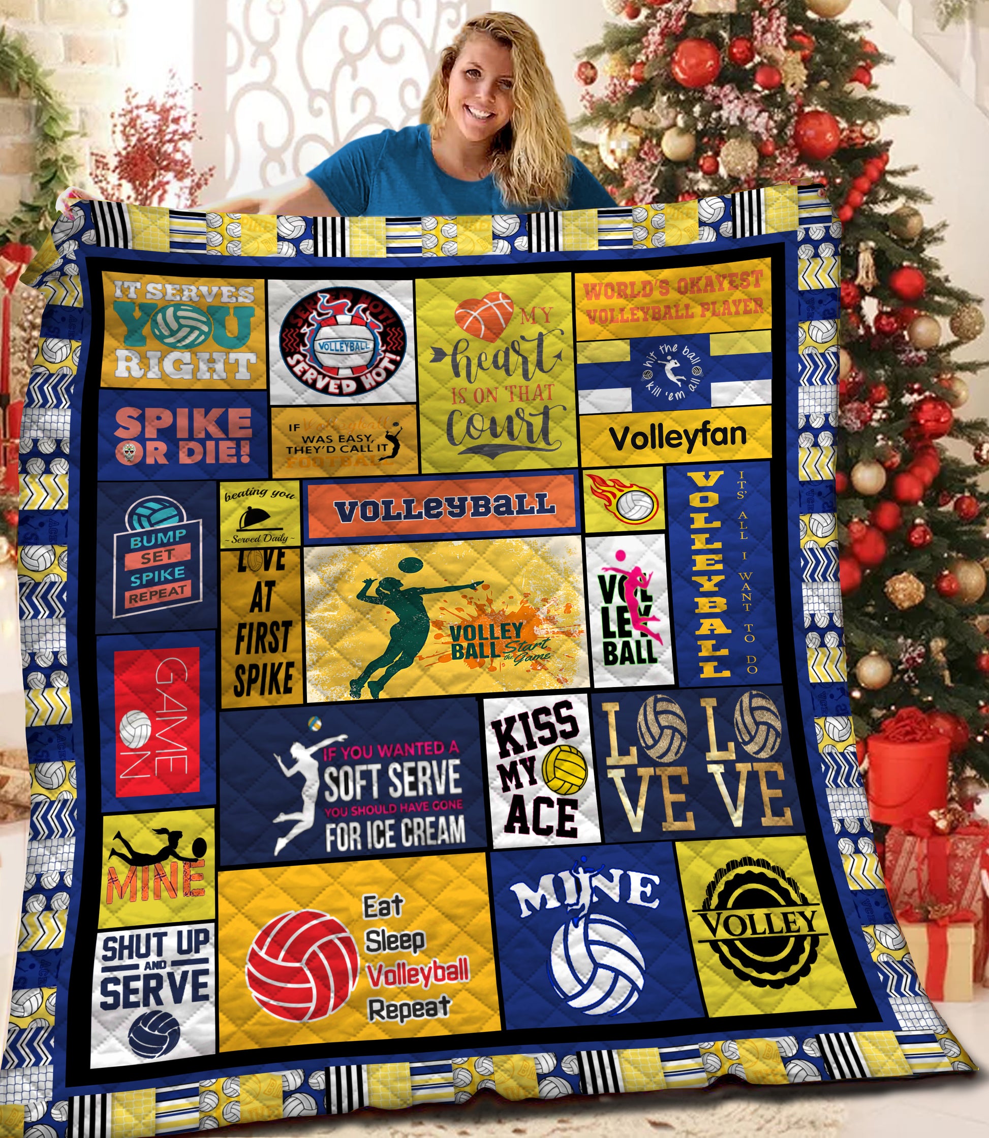 litzzy Volleyball Fleece Blanket HQT2011132 Quilt Blanket   