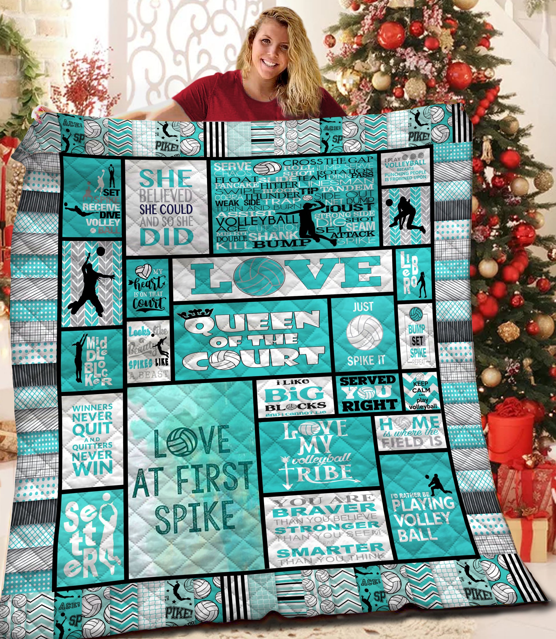 litzzy Volleyball Fleece Blanket HST25108188 Quilt Blanket   