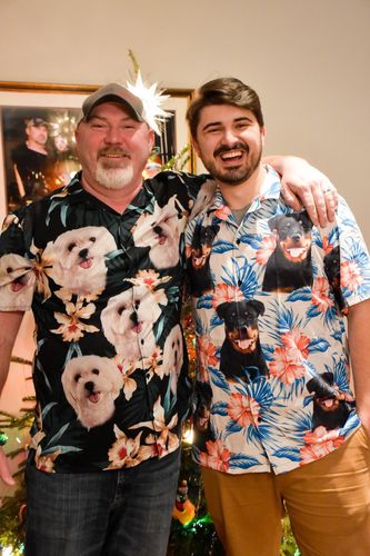 litzzy Custom Leaves & Flowers Pattern Short-Sleeve Hawaiian Shirt (Dark Green Color) Hawaii Shirt   