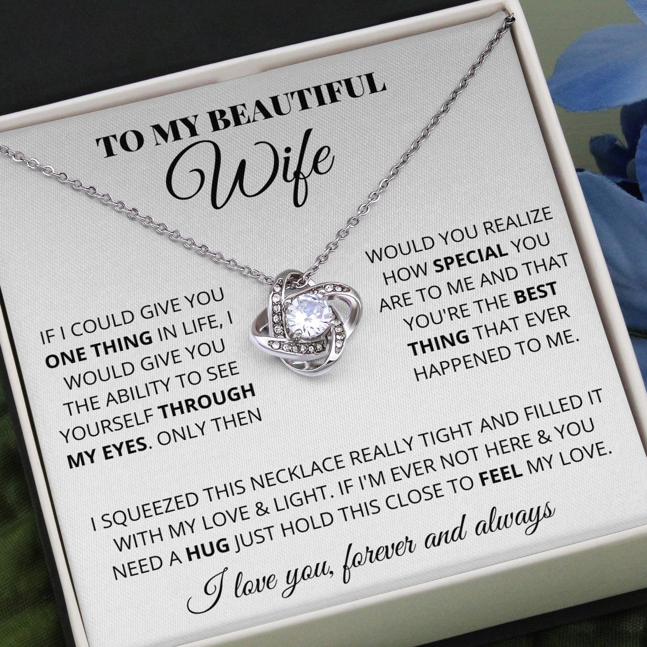 litzzy To My Beautiful Wife Love Knot Necklace - Romantic Anniversary Gift For Wife - To My Wife Neclace Gift Jewelry   
