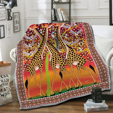litzzy We Are Giraffe Fleece Blanket HST19103970 Fleece Blanket   