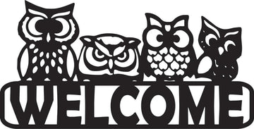 litzzy Welcome Front Door Home Decoration With Owls - Cut Metal Sign - Custom metal signs - Metal Monogram Sign for Home Decor    