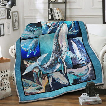 litzzy Whale Fleece Blanket HST19102597 Fleece Blanket   