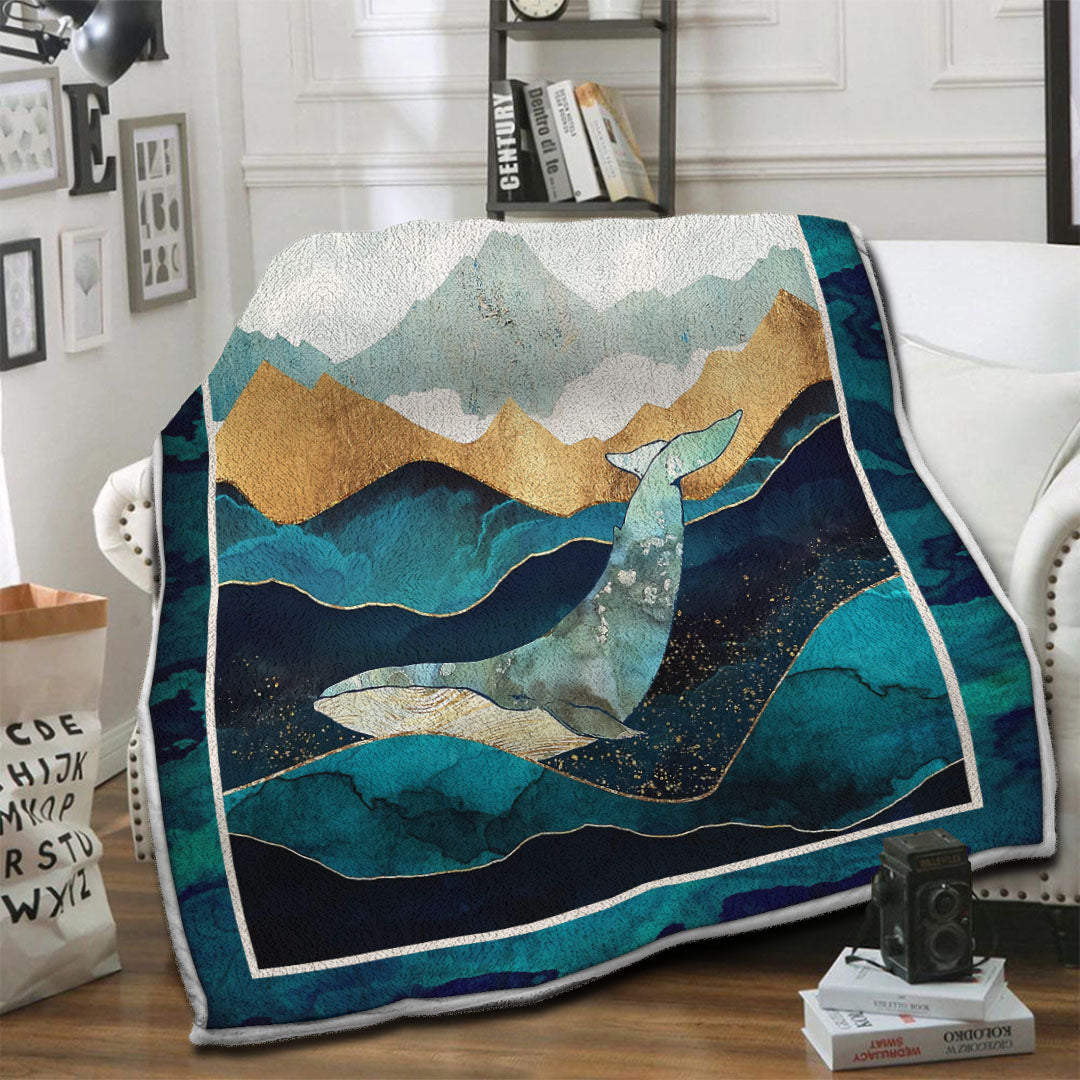 litzzy Whale Fleece Blanket HST19102598 Fleece Blanket   