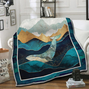 litzzy Whale Fleece Blanket HST19102598 Fleece Blanket   