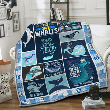 litzzy Whale Fleece Blanket HST19102599 Fleece Blanket   