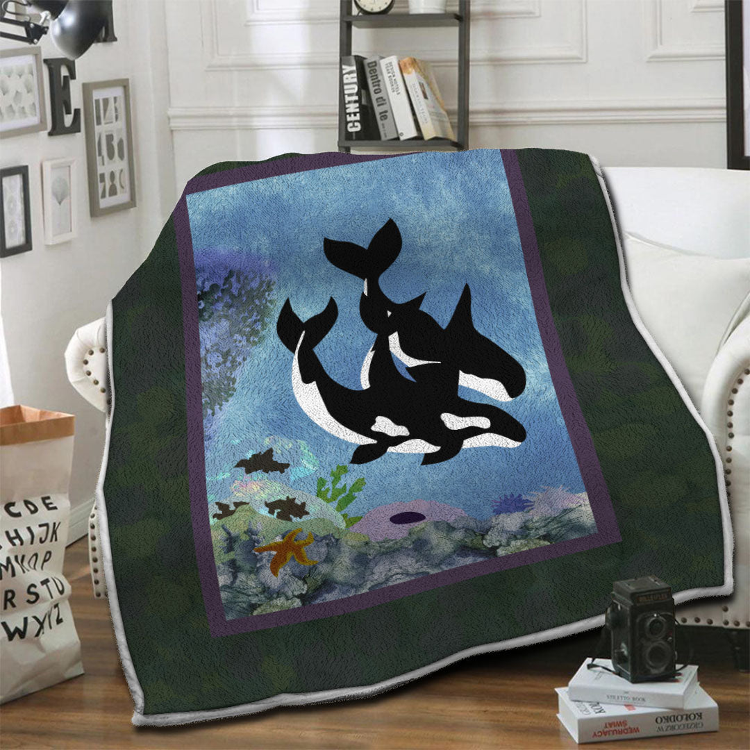 litzzy Whale Fleece Blanket HST19103521 Fleece Blanket   