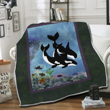 litzzy Whale Fleece Blanket HST19103521 Fleece Blanket   