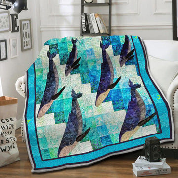 litzzy Whale Fleece Blanket HST19103522 Fleece Blanket   