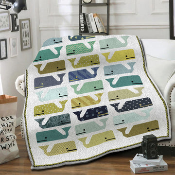 litzzy Whale Fleece Blanket HST19103971 Fleece Blanket   
