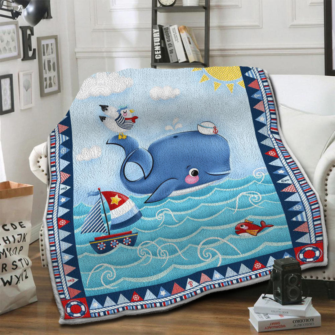 litzzy Whale Fleece Blanket SHQ261032DT Fleece Blanket   