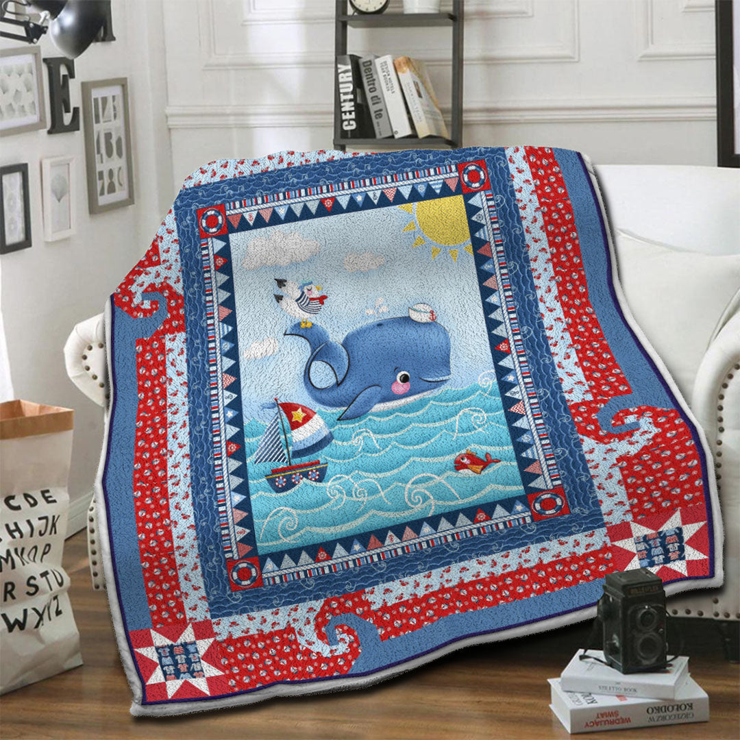 litzzy Whale Fleece Blanket SHQ261033DT Fleece Blanket   