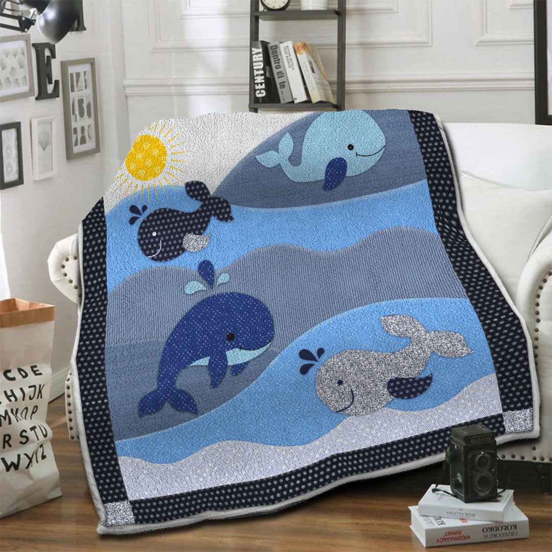 litzzy Whale HQT1410270 Fleece Blanket Fleece Blanket   
