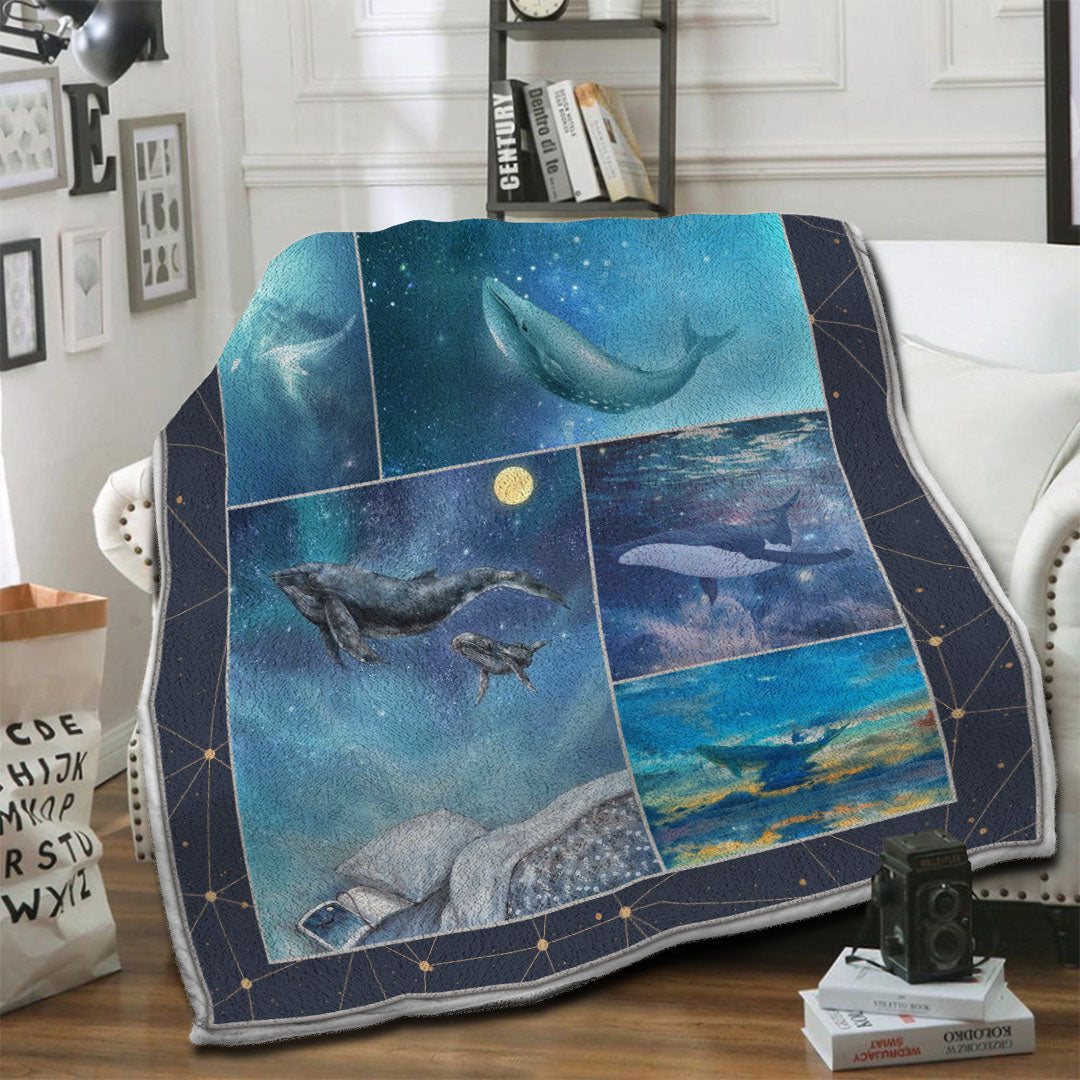 litzzy Whale HQT16101255 Fleece Blanket Fleece Blanket   