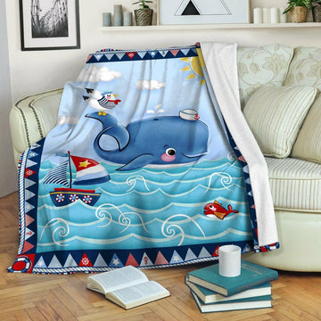 litzzy Whale Fleece Blanket SHQ261032DT Fleece Blanket   