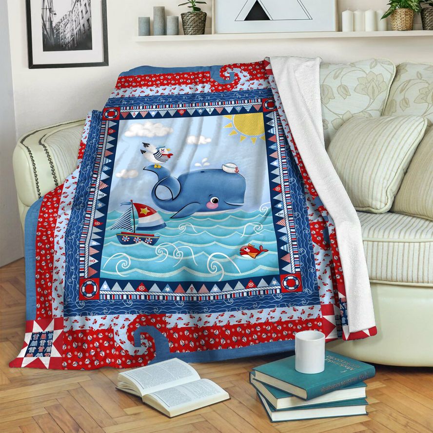 litzzy Whale Fleece Blanket SHQ261033DT Fleece Blanket   