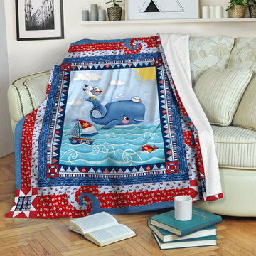 litzzy Whale Fleece Blanket SHQ261033DT Fleece Blanket   
