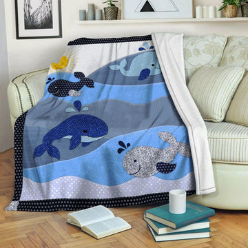 litzzy Whale HQT1410270 Fleece Blanket Fleece Blanket   