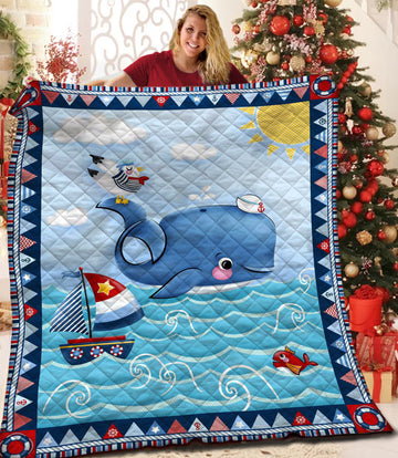 litzzy Whale Fleece Blanket SHQ261046DT Quilt Blanket   