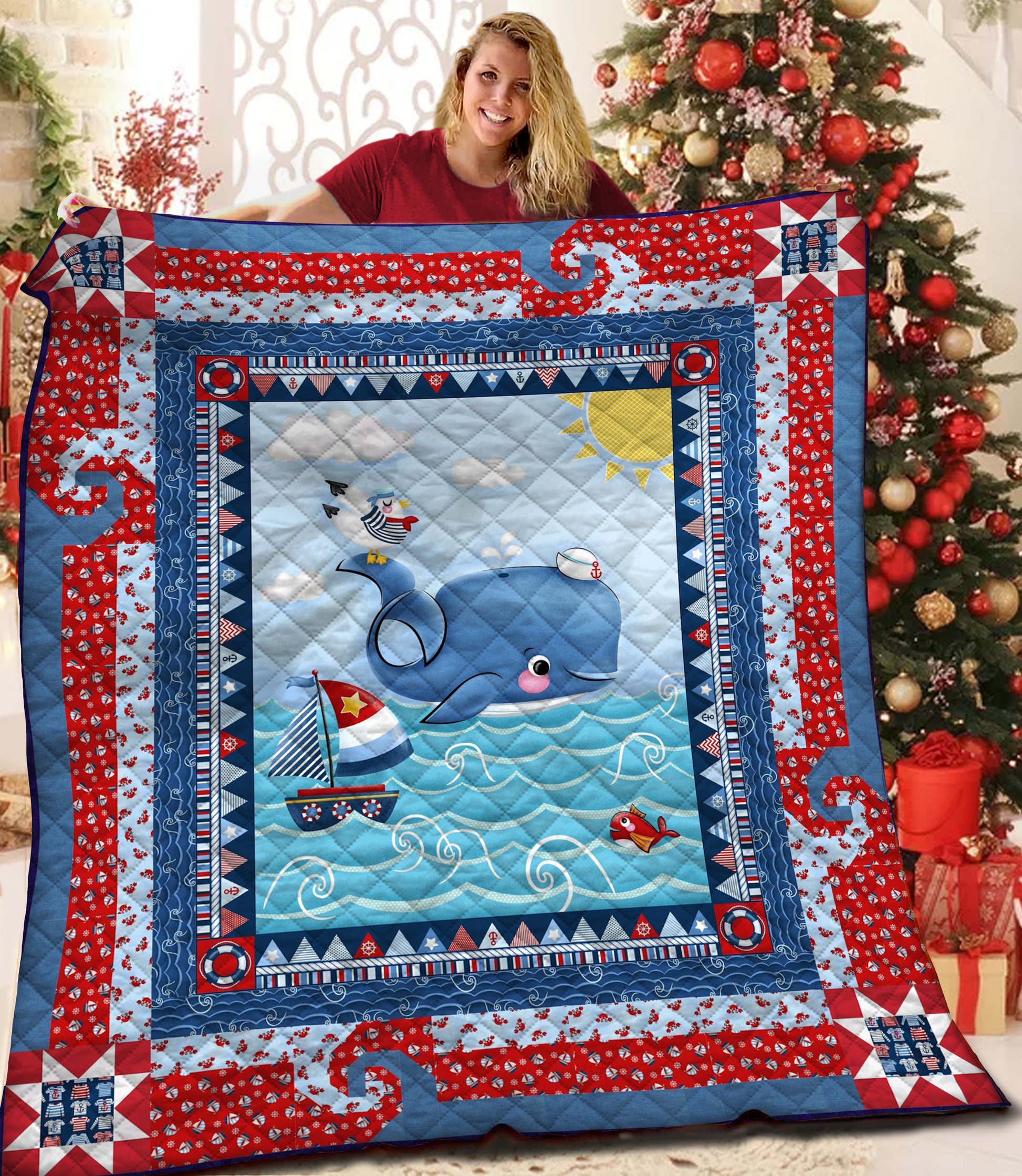 litzzy Whale Fleece Blanket SHQ261047DT Quilt Blanket   