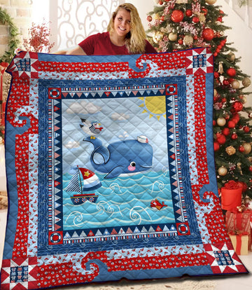 litzzy Whale Fleece Blanket SHQ261047DT Quilt Blanket   