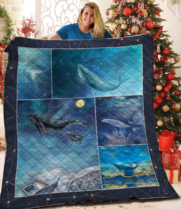 litzzy Whale HQT16101255 Fleece Blanket Quilt Blanket   