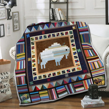 litzzy White Buffalo Fleece Blanket HST19101569 Fleece Blanket   
