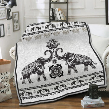 litzzy White Mandala Fleece Blanket HST19103973 Fleece Blanket   