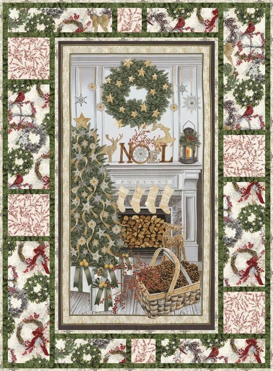 litzzy White Christmas Mantel Kit Timeless Treasures CLA1110514Q Fleece Blanket Quilt Blanket   