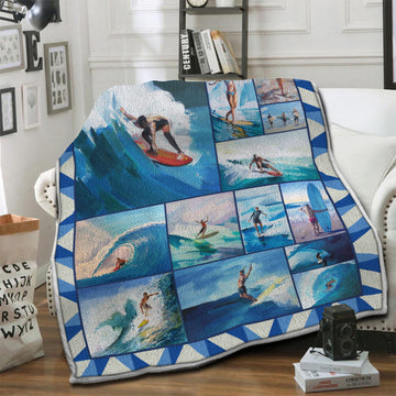 litzzy Windsurfing Fleece Blanket HST1910455 Fleece Blanket   