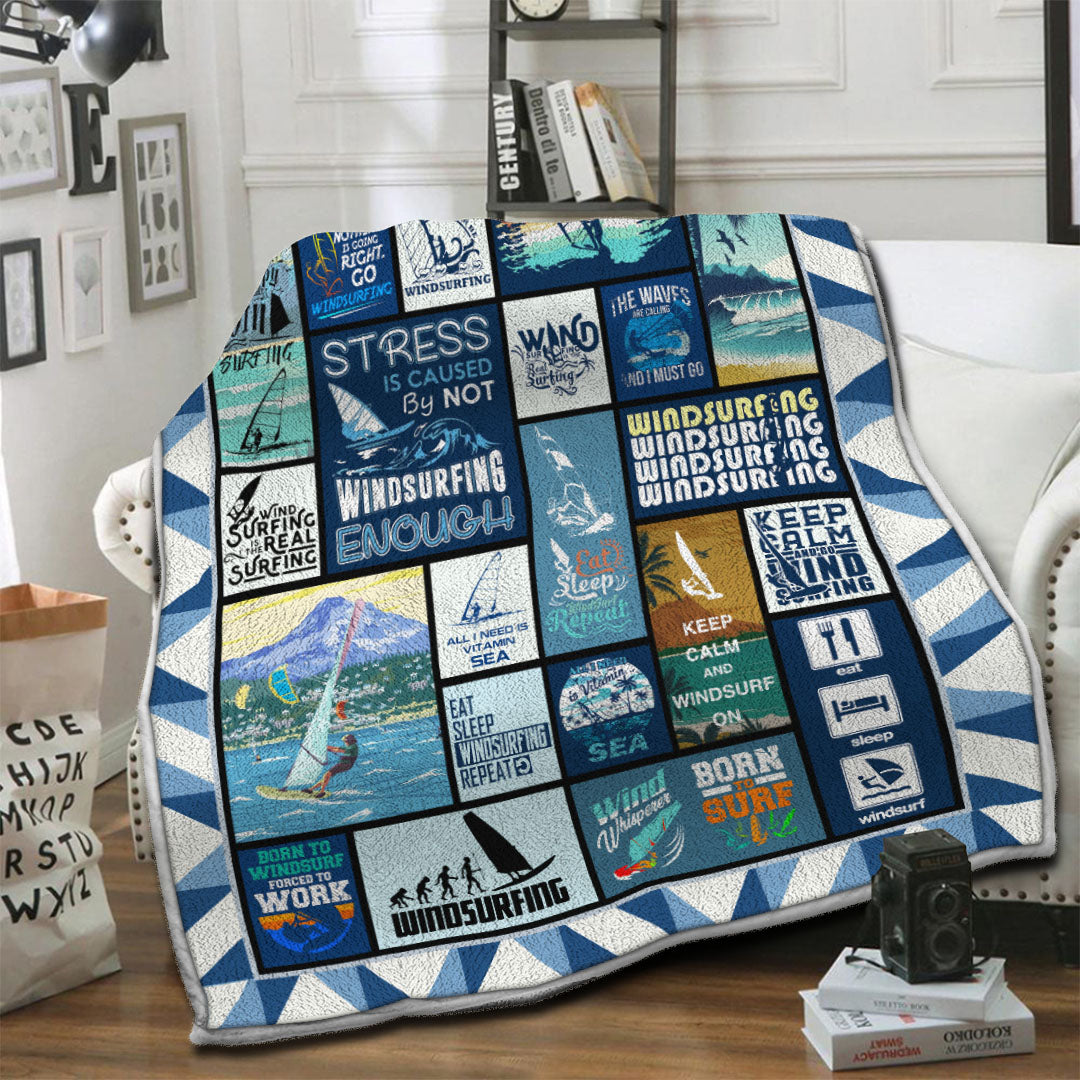 litzzy Windsurfing Fleece Blanket HST1910997 Fleece Blanket   