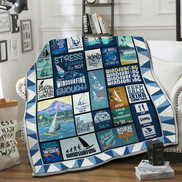 litzzy Windsurfing Fleece Blanket HST1910997 Fleece Blanket   