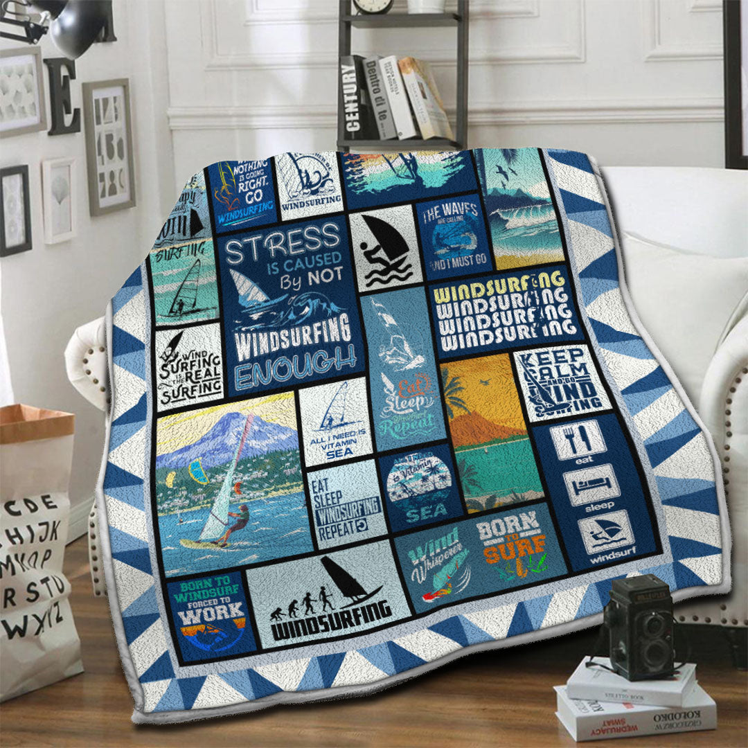 litzzy Windsurfing Fleece Blanket HST1910998 Fleece Blanket   