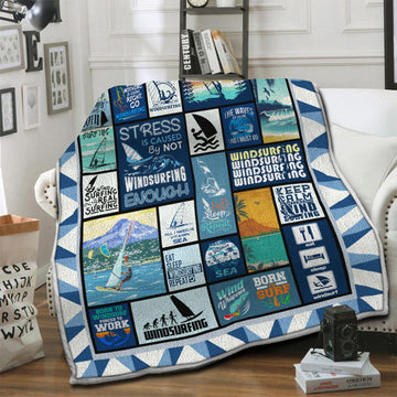 litzzy Windsurfing Fleece Blanket HST1910998 Fleece Blanket   