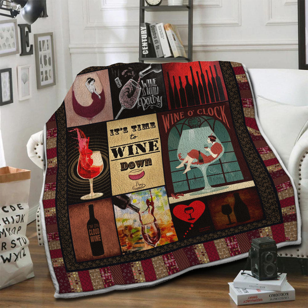 litzzy Wine Lady Fleece Blanket HST1910456 Fleece Blanket   