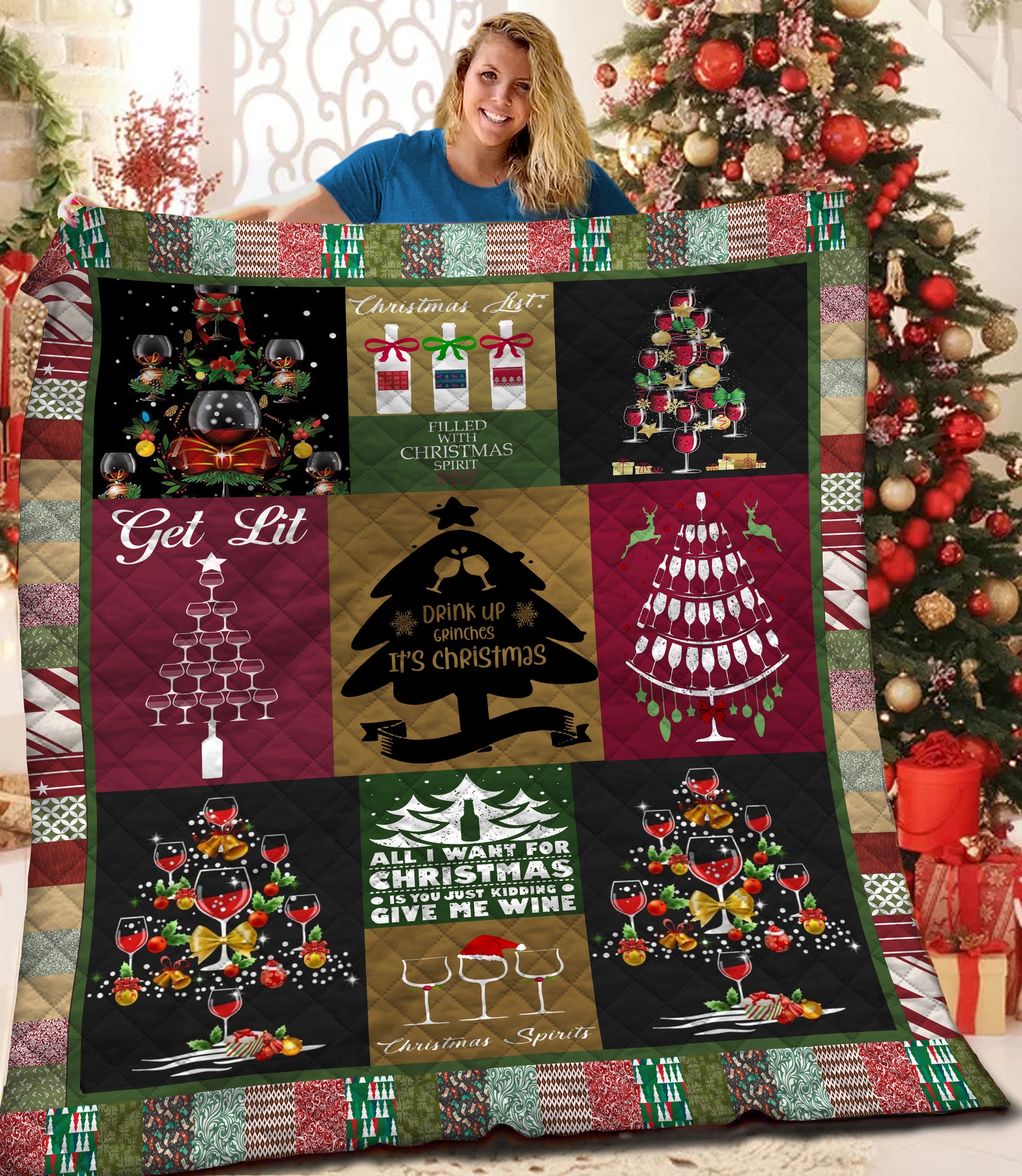 litzzy Wine HQT16101257 Fleece Blanket Quilt Blanket   