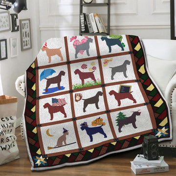 litzzy Wirehaired Pointing Griffon Fleece Blanket HST1910794 Fleece Blanket   