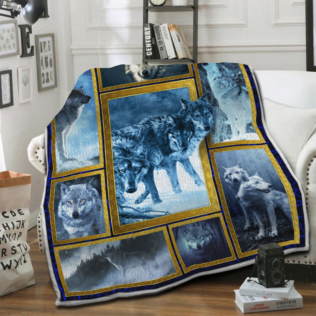 litzzy Wolf Fleece Blanket STQ291033NB Fleece Blanket   