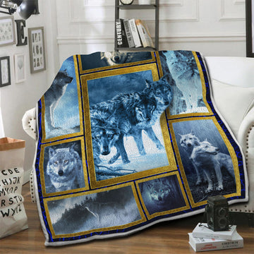 litzzy Wolf Fleece Blanket STQ291033NB Fleece Blanket   