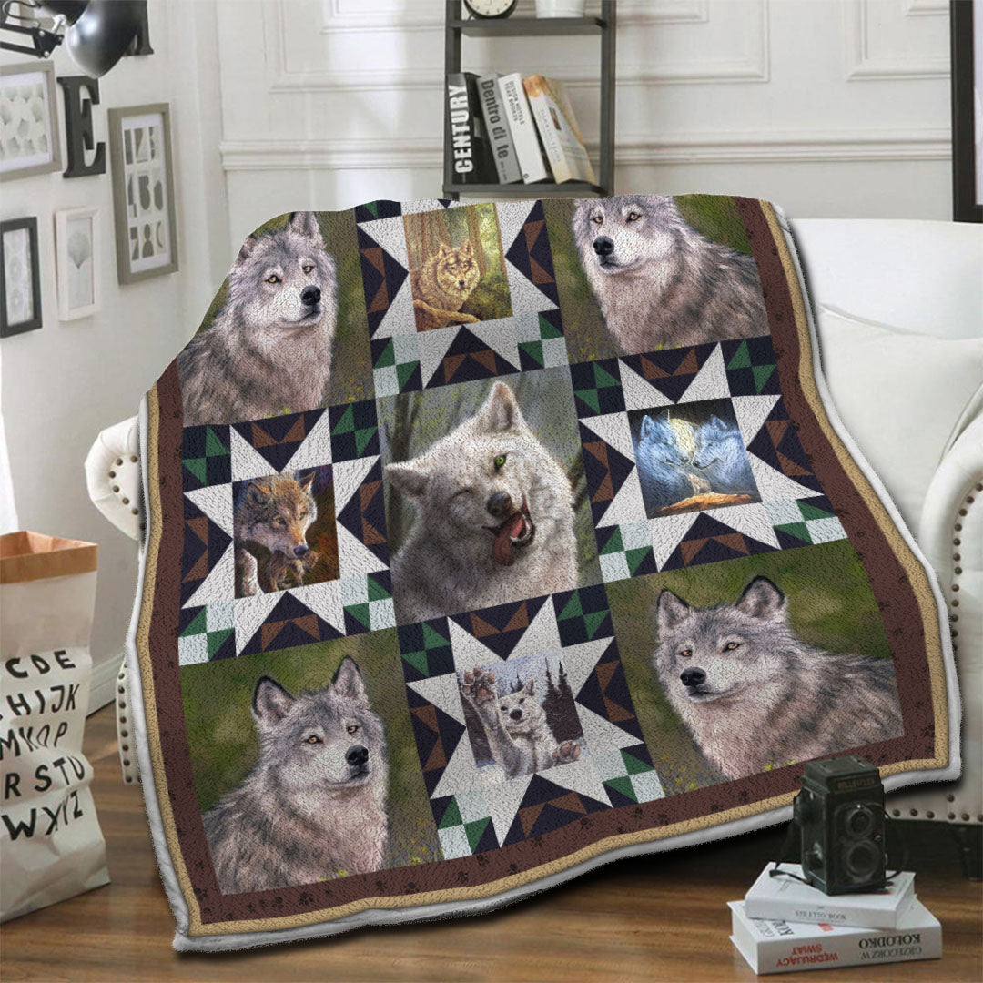 litzzy Wolf Fleece Blanket HST19101947 Fleece Blanket   