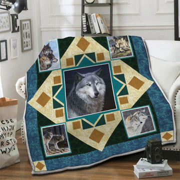 litzzy Wolf Fleece Blanket HST19101948 Fleece Blanket   