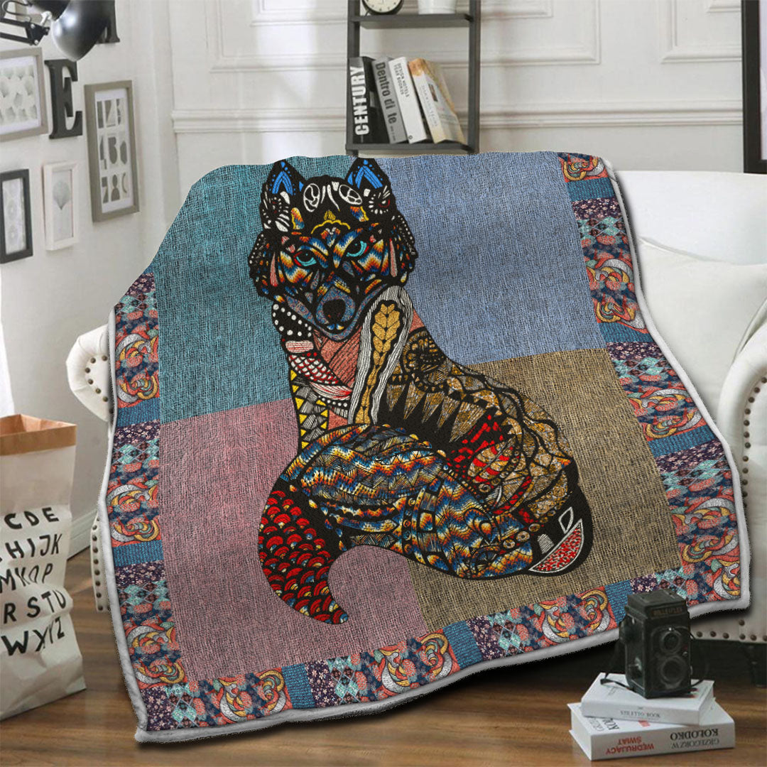 litzzy Wolf Fleece Blanket HST19101949 Fleece Blanket   