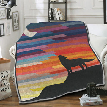 litzzy Wolf Fleece Blanket HST19101951 Fleece Blanket   