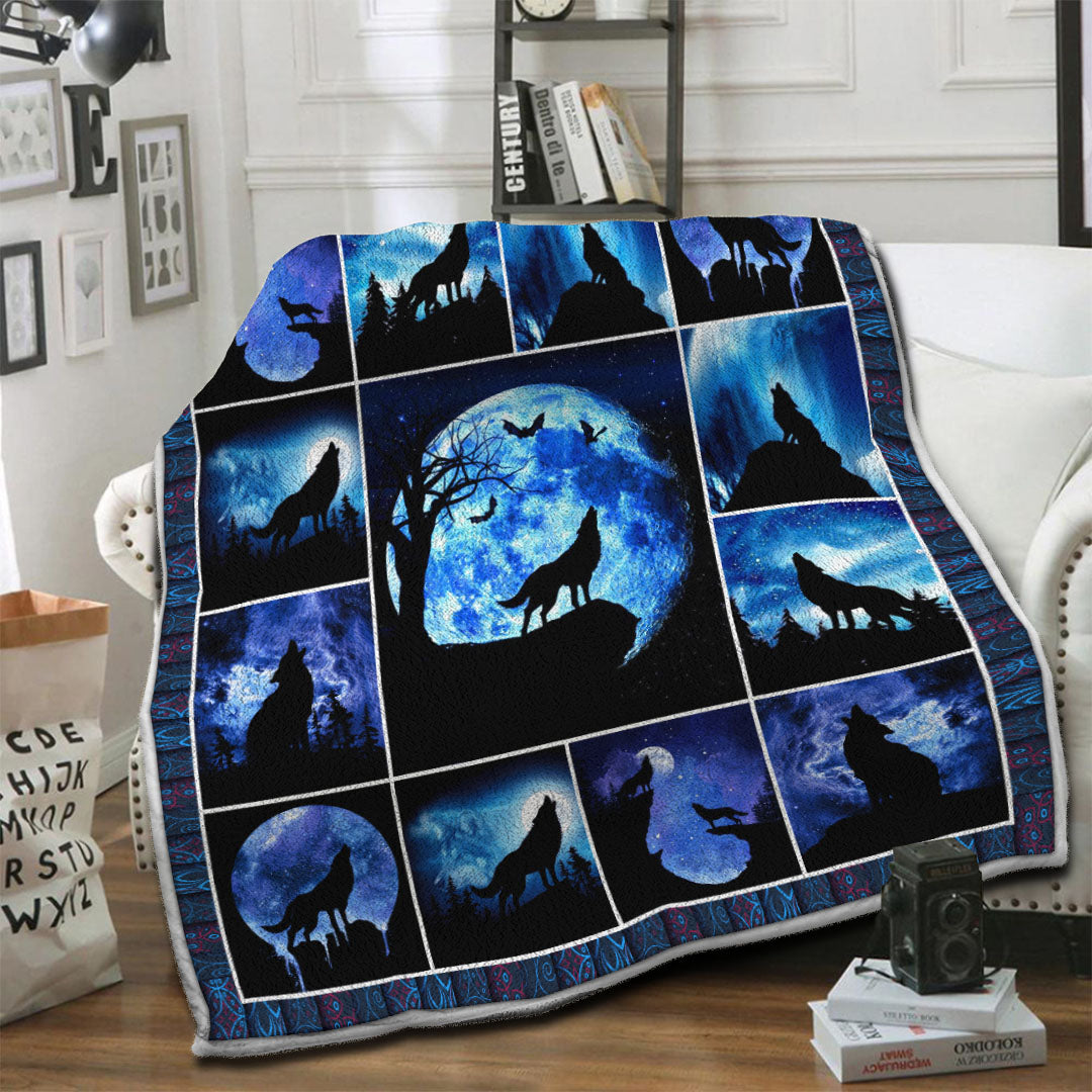 litzzy Wolf Fleece Blanket HST1910213 Fleece Blanket   