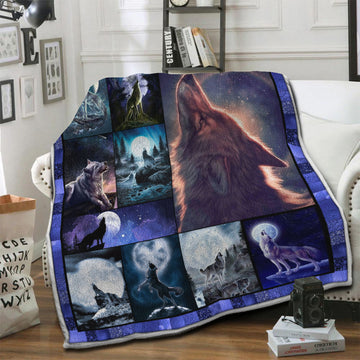 litzzy Wolf Fleece Blanket HST1910215 Fleece Blanket   