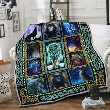 litzzy Wolf Fleece Blanket HST19102603 Fleece Blanket   