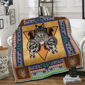 litzzy Wolf Fleece Blanket HST19103984 Fleece Blanket   
