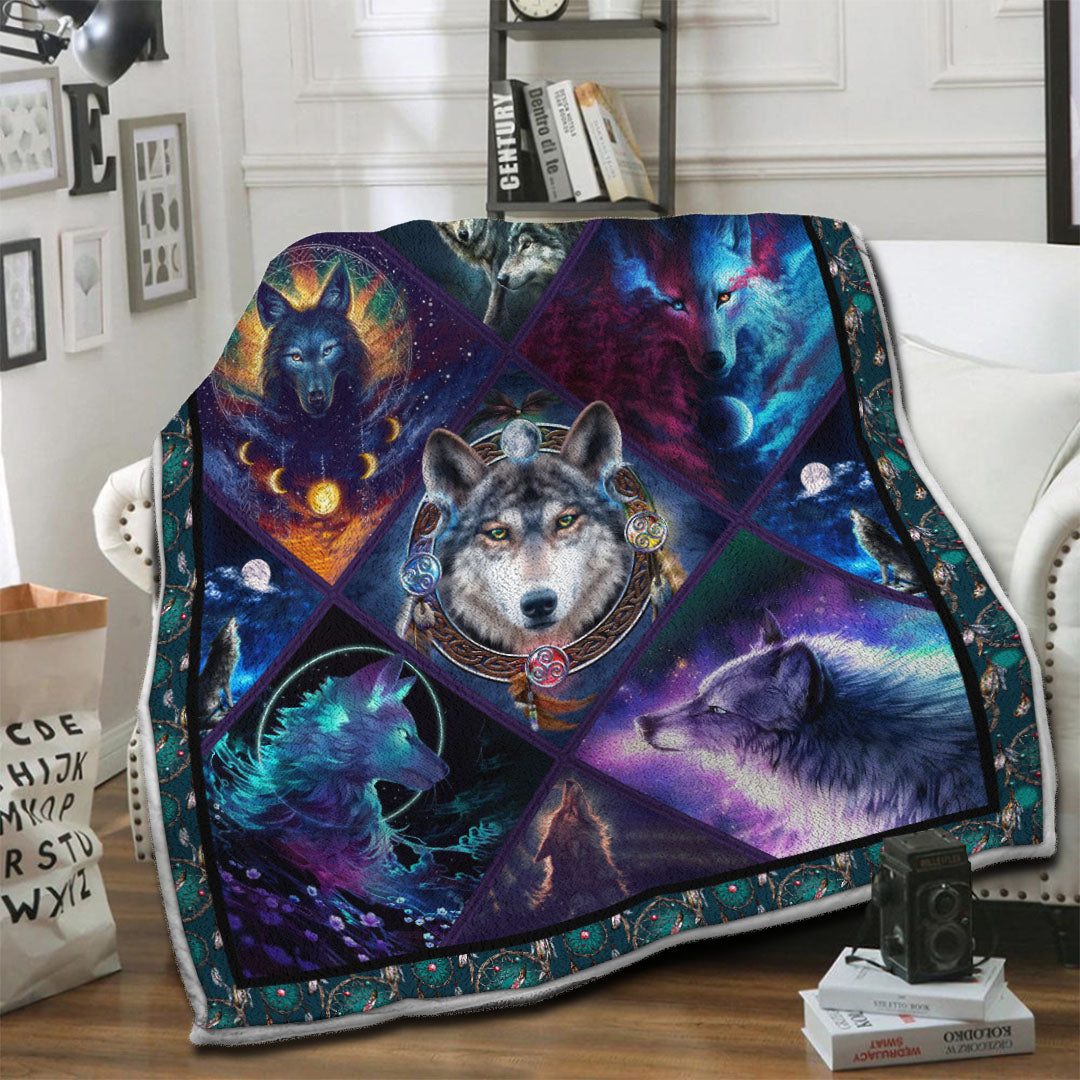 litzzy Wolf Fleece Blanket HST19103985 Fleece Blanket   