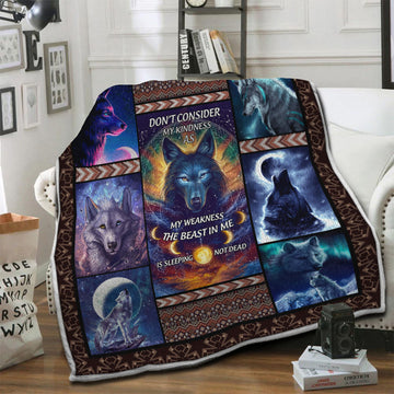litzzy Wolf Fleece Blanket HST19103987 Fleece Blanket   