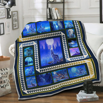 litzzy Wolf Fleece Blanket HST1910458 Fleece Blanket   